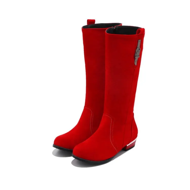Women's Suede Low Heel Knee High Boots