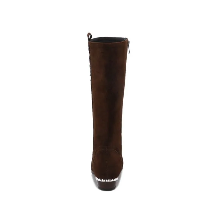 Women's Suede Low Heel Knee High Boots
