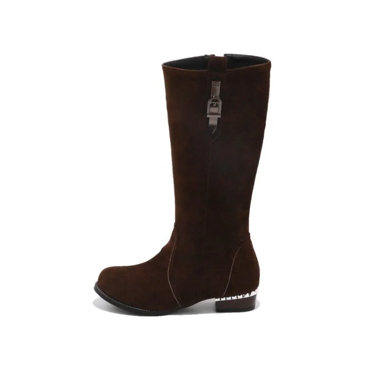 Women's Suede Low Heel Knee High Boots