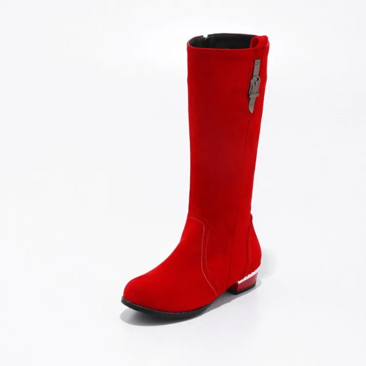 Women's Suede Low Heel Knee High Boots