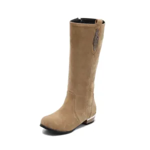 Women's Suede Low Heel Knee High Boots