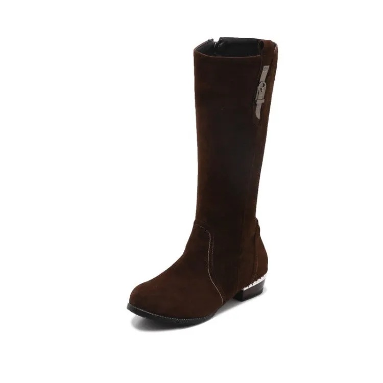 Women's Suede Low Heel Knee High Boots