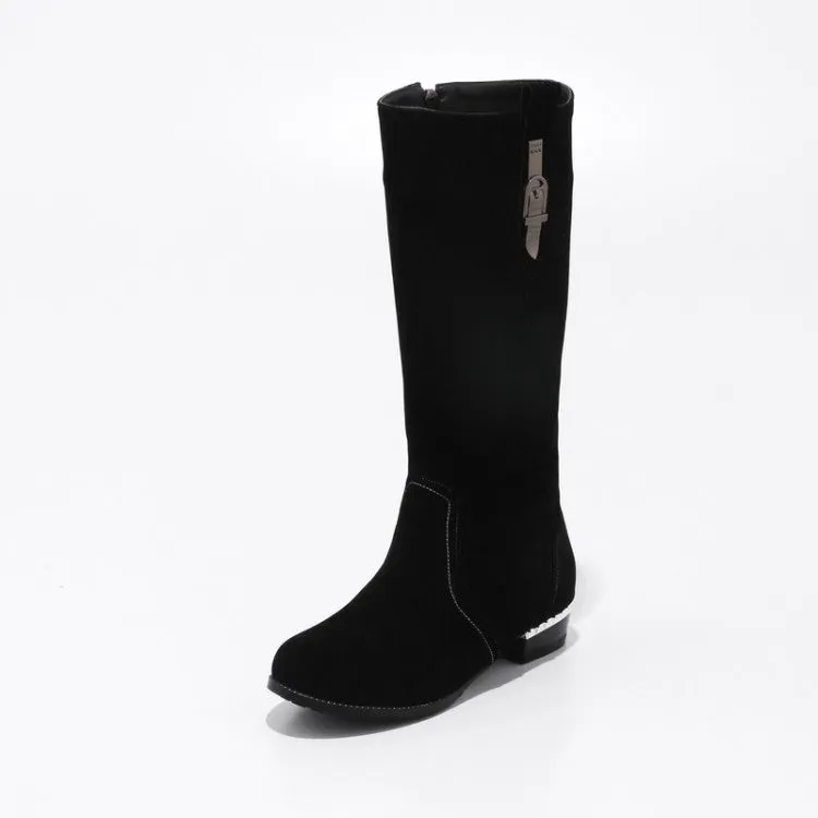 Women's Suede Low Heel Knee High Boots