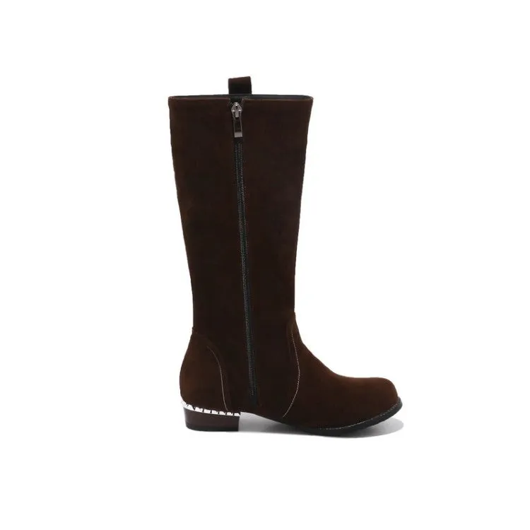 Women's Suede Low Heel Knee High Boots