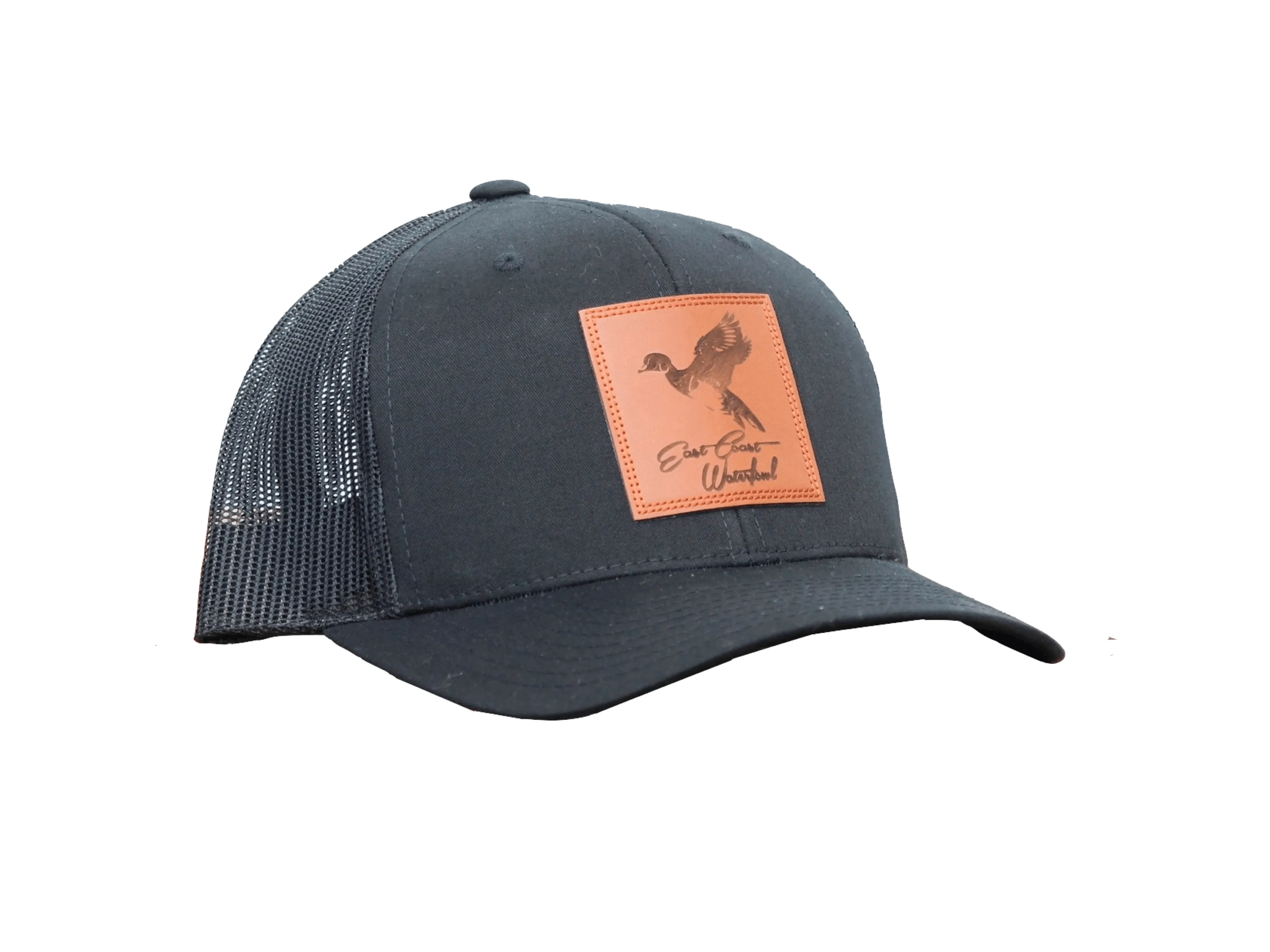 Wood Duck Leather Patch Trucker Hat | East Coast Waterfowl
