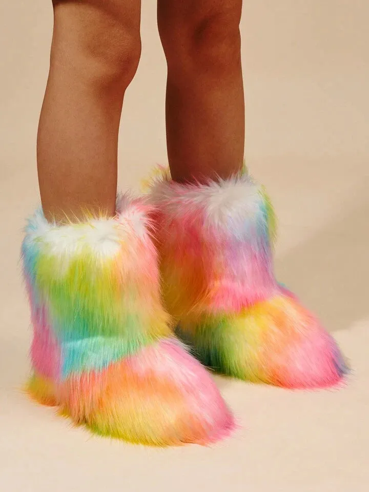 Y2K bratz rockstar retro fuzzy fluffy mid calf boots
