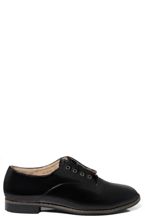 Zip Front Patent Brogues In Black