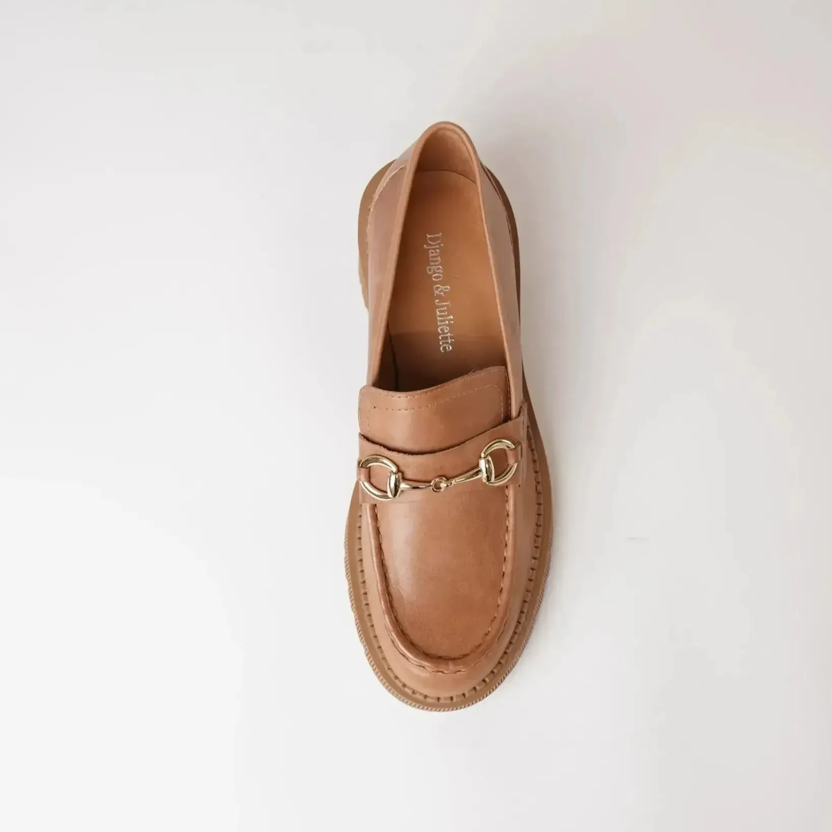 Zoey Tan Leather Heeled Loafers