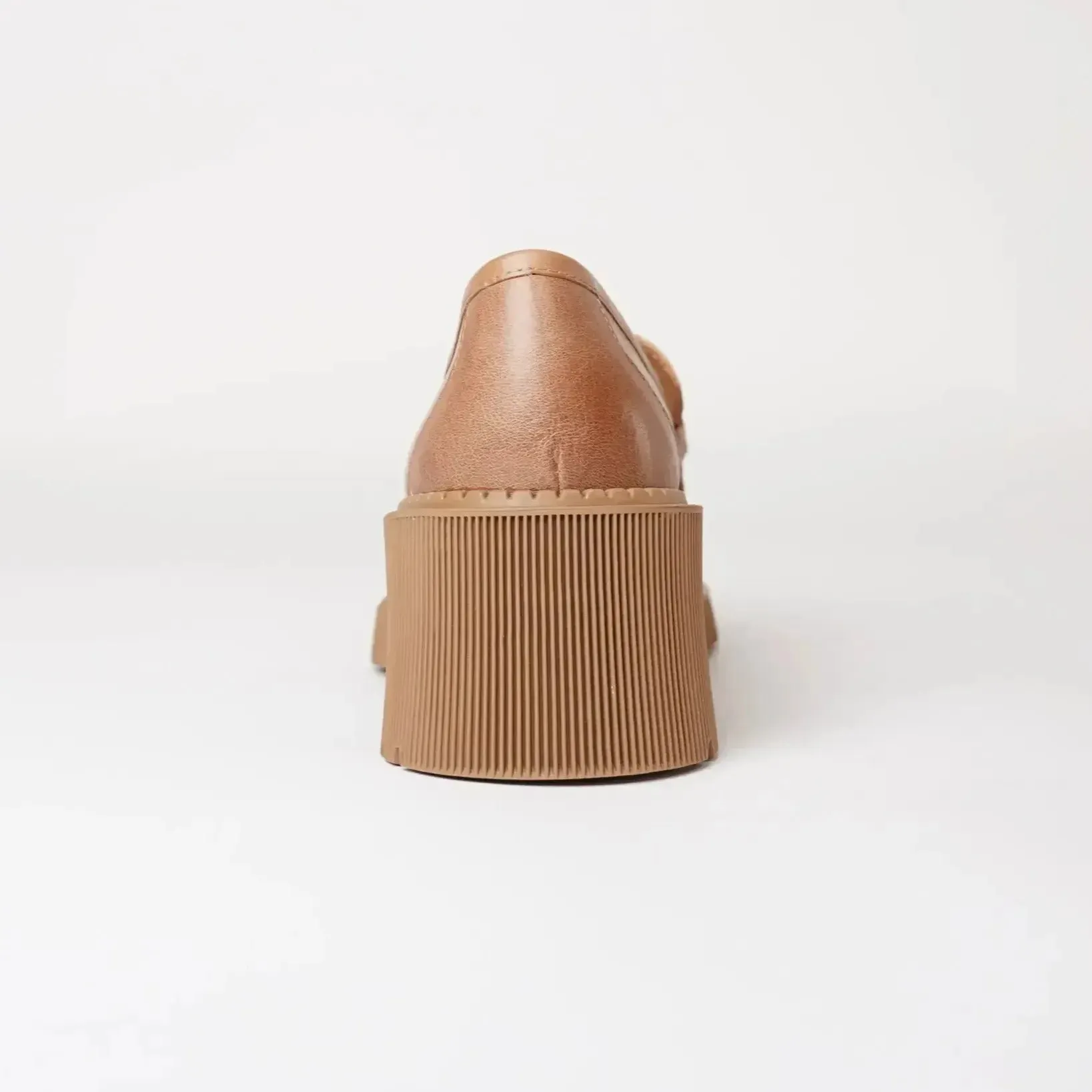 Zoey Tan Leather Heeled Loafers